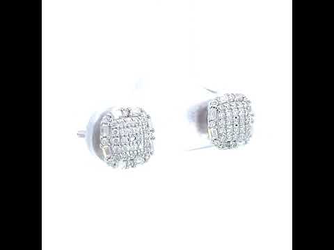 925 Sterling Silver Womens 0.30ct Baguette 0.29ct Round Moissanite Square Fashion Stud Earrings