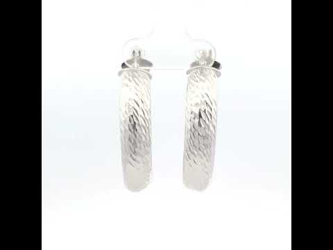925 Sterling Silver Womens Diamond-Cut Round Tube Hoop Earrings
