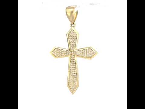 10K Yellow Gold Unisex Cubic-Zirconia Passion Cross Religious Charm Pendant
