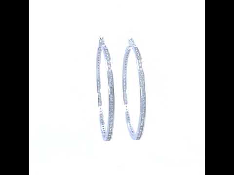 925 Sterling Silver Womens Cubic-Zirconia 3mm-56 Hoop Earrings
