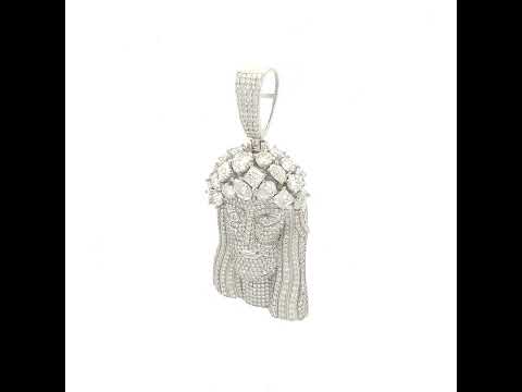 925 Sterling Silver Mens Baguette/Pear/Princess-cut Round 10.78ct Moissanite Jesus Religious Charm Pendant