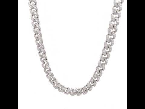 925 Sterling Silver Cubic-Zirconia Cuban Chain Necklace 8mm Size 18 Inches