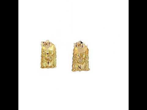 10K Yellow Gold Womens Jesus Religious Stud Earrings