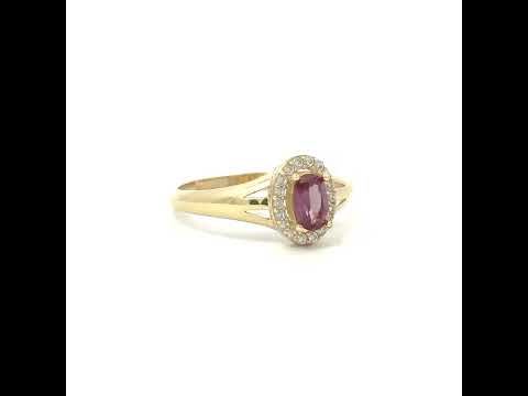 10K Yellow Gold Womens Round Oval White Purple Cubic-Zirconia Oval Birthstone Ring