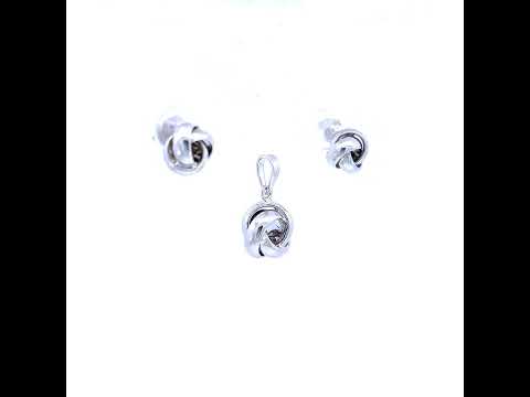 925 Sterling Silver Womens Love Knot Earrings And Pendant Set