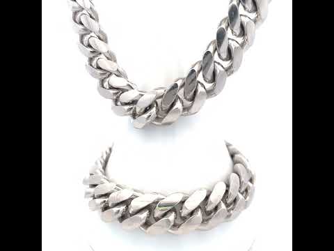 925 Silver Solid Miami Cuban Chain 14.5mm-30"