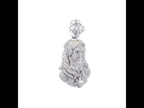 925 Sterling Silver Mens 1.90ct Round 0.37ct Baguette Moissanite Cross Jesus Religious Pendant