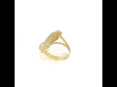 10K Yellow Gold Womens Praying Hands Symbol Religious Ring