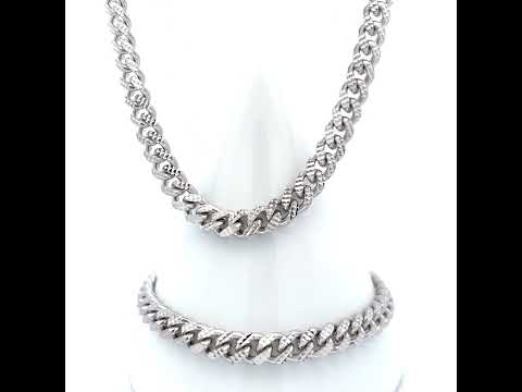 925 Silver Solid Miami Cuban Pyramid Chain 7mm-26"