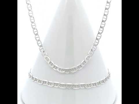 925 Sterling Silver Solid Pave Classic Mariner Chain 3mm-9