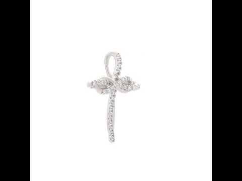 925 Sterling Silver Unisex Cubic-Zirconia Intertwined Cross Religious Charm Pendant