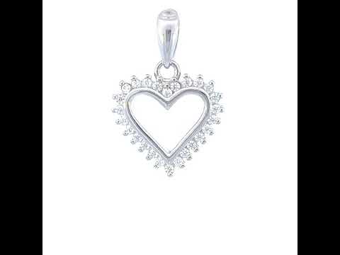 925 Sterling Silver Womens Cubic-Zirconia Heart Charm Pendant