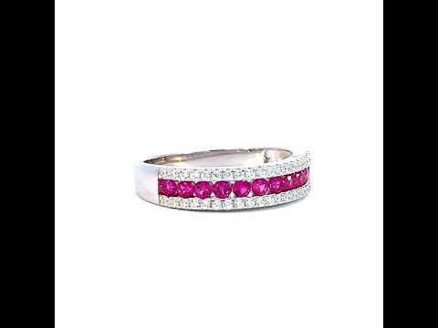 925 Sterling Silver Womens Red White Cubic-Zirconia Fashion Ring Size 8