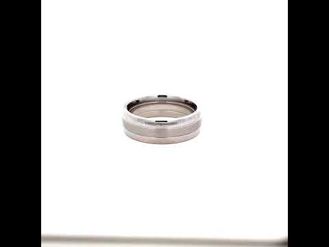 Stainless Steel Mens Center Brushed Double Grooved Size-7 Comfort-Fit Fashion Band Ring