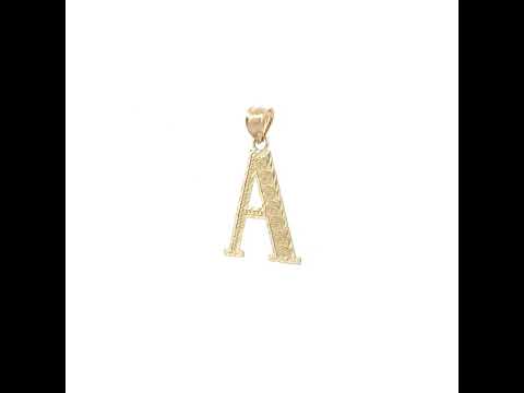 10K Yellow Gold Unisex Diamond-Cut Initial Letter A Charm Pendant