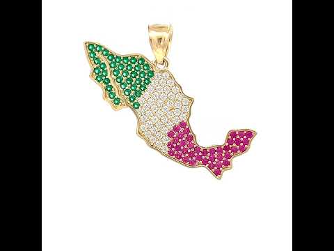 14K Yellow Gold Mens Mexico Map Country Charm Pendant