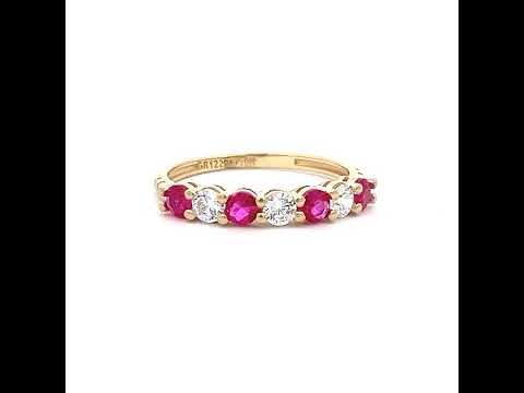 10K Yellow Gold Womens Purple White Cubic-Zirconia Eternity Band Ring