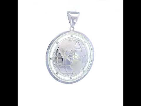 925 Sterling Silver Mens Globe Charm Pendant