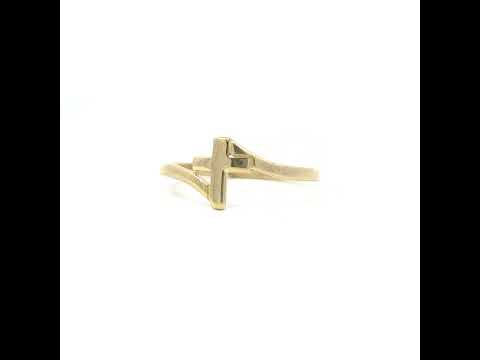 10K Yellow Gold Women Cross Religious Ring
