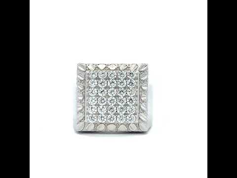 925 Sterling Silver Mens Cubic-Zirconia Square Head Fashion Ring Size 11