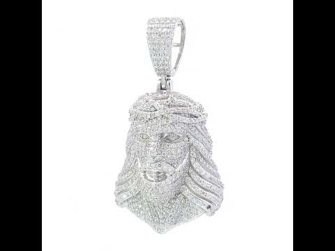 925 Sterling Silver Mens 8.38ct Moissanite Jesus Religious Pendant
