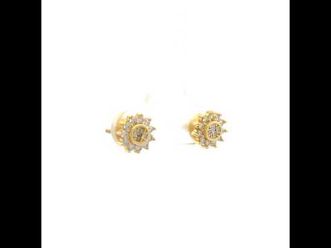 925 Sterling Silver Yellow-Tone Womens Round Baguette 0.36ct, 0.05ct Moissanite Sunburst Fashion Stud Earrings