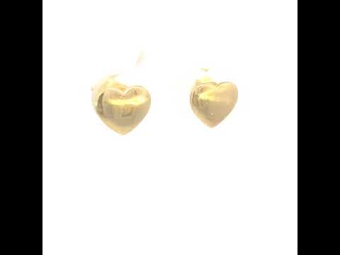 10K Yellow Gold Womens Puffed Heart Stud Earrings