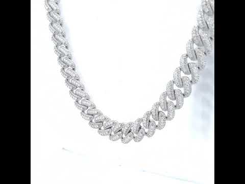 925 Sterling Silver 11.52ct Moissanite Cuban Chain Necklace 12mm