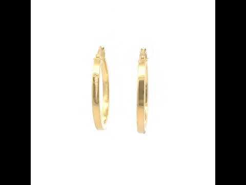 925 Sterling Silver Yellow-tone Womens Diamond-Cut Square Tube Hoop Earrings
