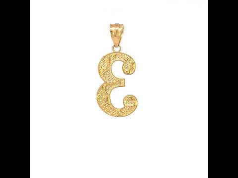 10K Yellow Gold Unisex Number 3 Nugget Charm Pendant