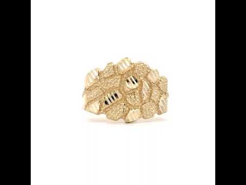 10K Yellow Gold Mens Nugget Fashion Ring