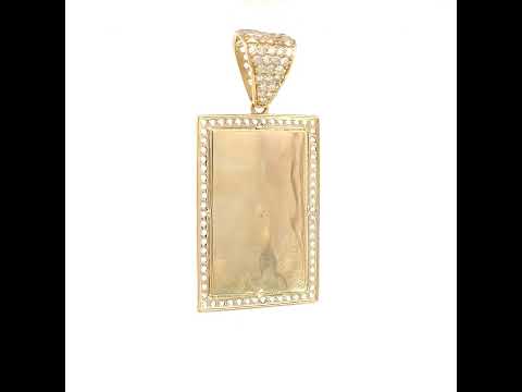 14K Two-tone Gold Mens Green/Pink White Cubic-Zirconia St. Jude Religious Charm Pendant