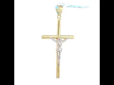 10K Gold Two-Tone Mens Cross Crucifix Religious Charm Pendant