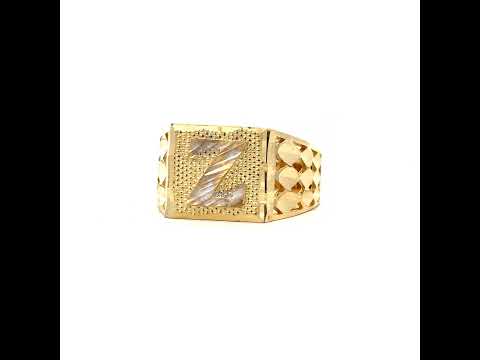 10K Two-tone Gold Unisex Initial Z Alphabet Ring