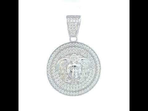 925 Sterling Silver Mens 1.99ct Moissanite Medusa Egyptian Charm Pendant