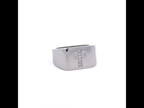 Stainless Steel Mens Cubic Zirconia Cross Polished Band Size-11 Comfort-Fit Fashion Band Ring