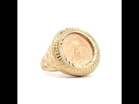 10K Two-tone Gold Mens Lady Liberty Symbol Ring