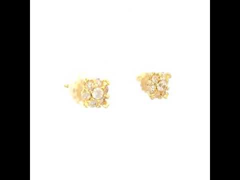 10K Yellow Gold Womens Cubic-Zirconia Flower Fashion Stud Earrings