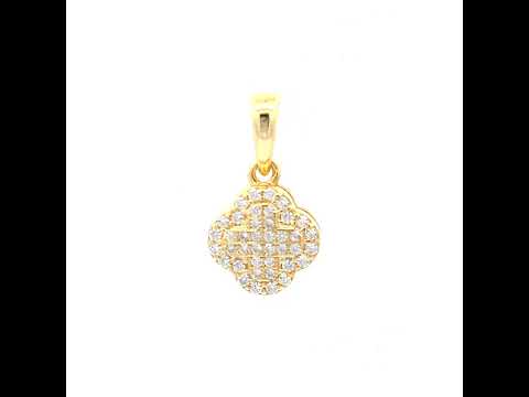 925 Sterling Silver Yellow-tone Womens Cubic-Zirconia Clover Goodluck Charm Pendant