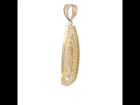 10K Yellow Gold Mens Guadalupe Religious Charm Pendant