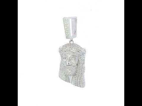 925 Sterling Silver Mens 0.99ct Moissanite Jesus Religious Charm Pendant