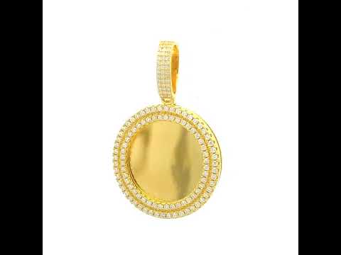 925 Sterling Silver Yellow-tone Mens 1.72ct Moissanite Picture Frame Charm Pendant
