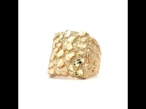 10K Yellow Gold Mens Nugget Fashion Ring Size 11