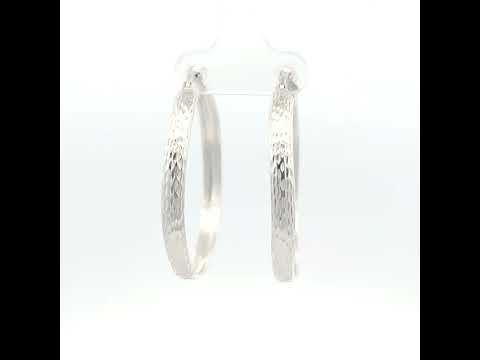 925 Sterling Silver Womens Diamond-Cut Round Tube Hoop Earrings