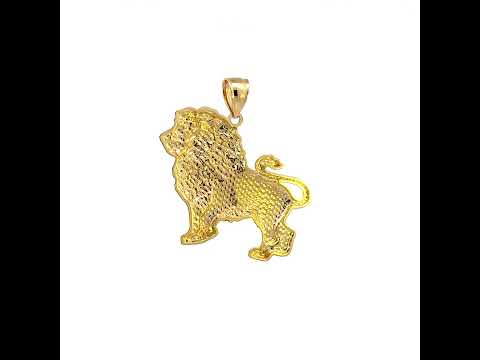 10K Yellow Gold Mens Lion Animal Wildlife Charm Pendant