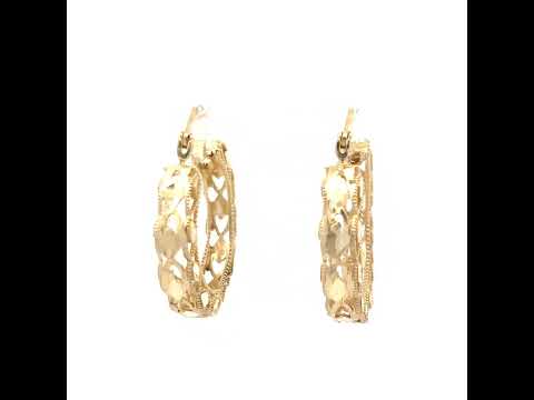 10K Yellow Gold Womens Hollow Round Hoop Earrings