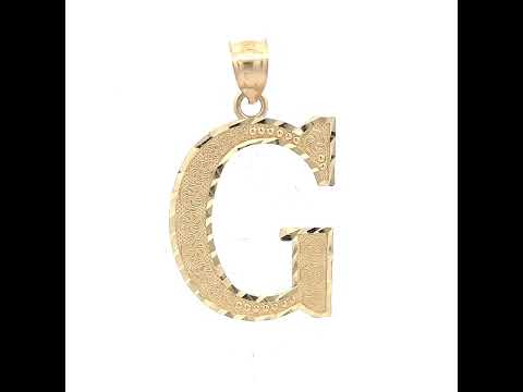 10K Yellow Gold Unisex Diamond-Cut Initial Letter G Charm Pendant