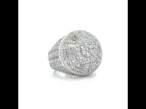 925 Sterling Silver Mens Baguette Round Cubic-Zirconia Fashion Ring