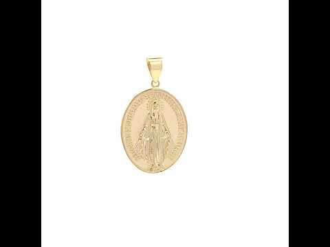10K Yellow Gold Unisex Miraculous Medal Religious Pendant