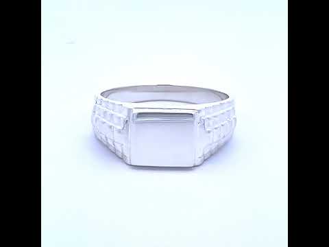925 Sterling Silver Mens Square Head Fashion Ring Size 8